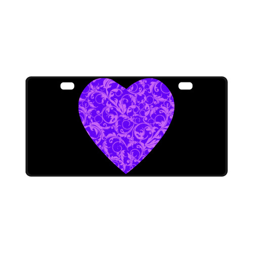 Vintage Swirls Ultraviolet Heart License Plate