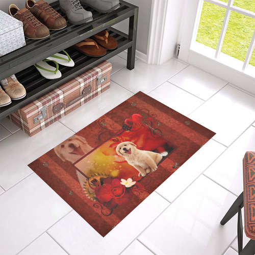 Sweet golden retriever Azalea Doormat 24" x 16" (Sponge Material)