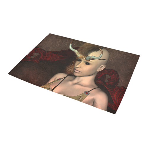 Dark fairy with horn Azalea Doormat 24" x 16" (Sponge Material)