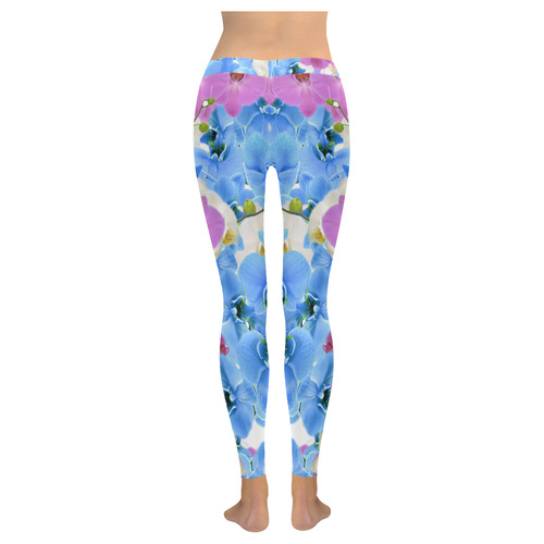 Tulips Floral Colorful Pattern Women's Low Rise Leggings (Invisible Stitch) (Model L05)