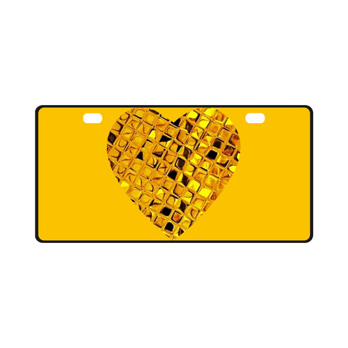 Metallic Yellow Heart License Plate