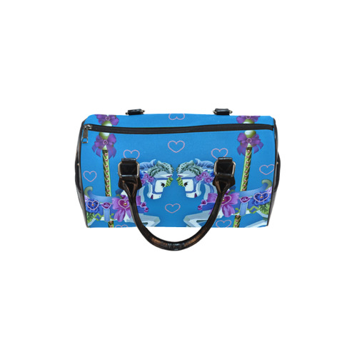 Girly Carousel Ponies - Blue Boston Handbag (Model 1621)