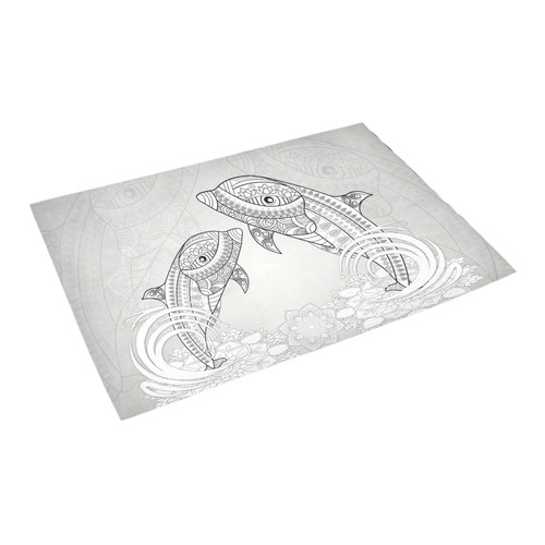 Funny dolphin, mandala design Azalea Doormat 24" x 16" (Sponge Material)