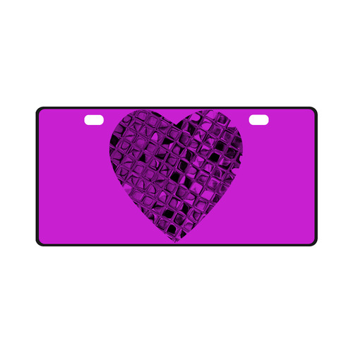 Metallic Dazzling Violet Heart License Plate