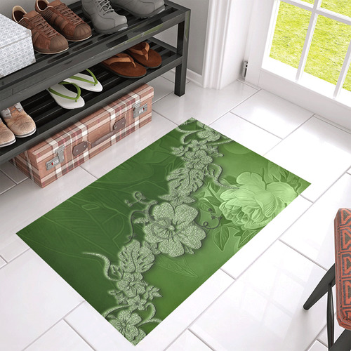 Wonderful green floral design Azalea Doormat 30" x 18" (Sponge Material)
