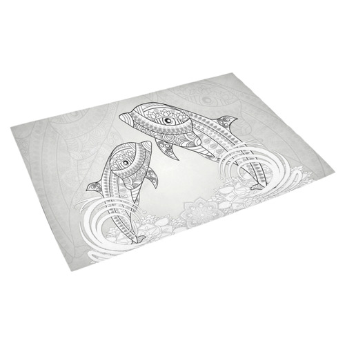 Funny dolphin, mandala design Azalea Doormat 30" x 18" (Sponge Material)