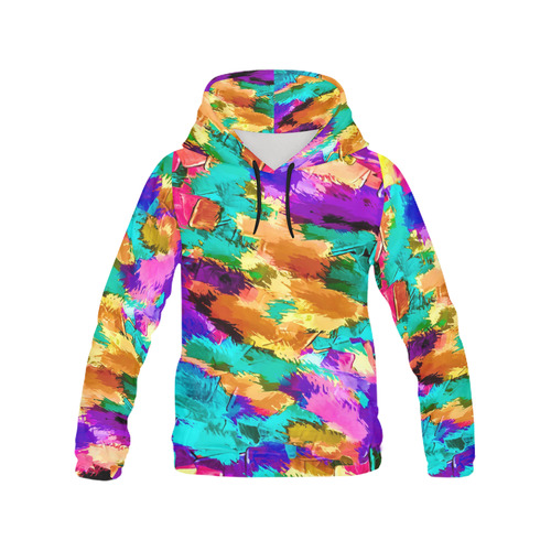 psychedelic splash painting texture abstract background in pink green purple yellow brown All Over Print Hoodie for Men (USA Size) (Model H13)
