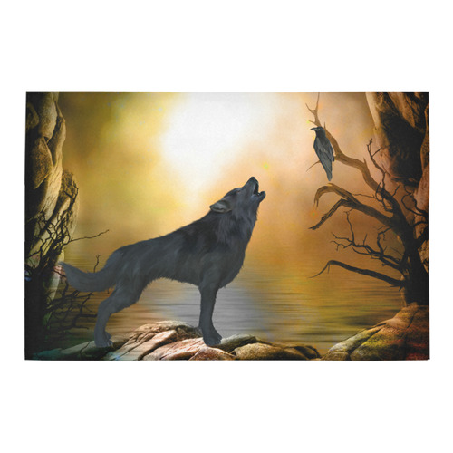 Lonely wolf in the night Azalea Doormat 24" x 16" (Sponge Material)