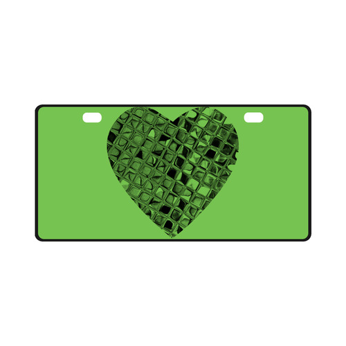 Metallic Green Flash Heart License Plate