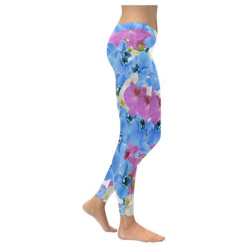 Tulips Floral Colorful Pattern Women's Low Rise Leggings (Invisible Stitch) (Model L05)