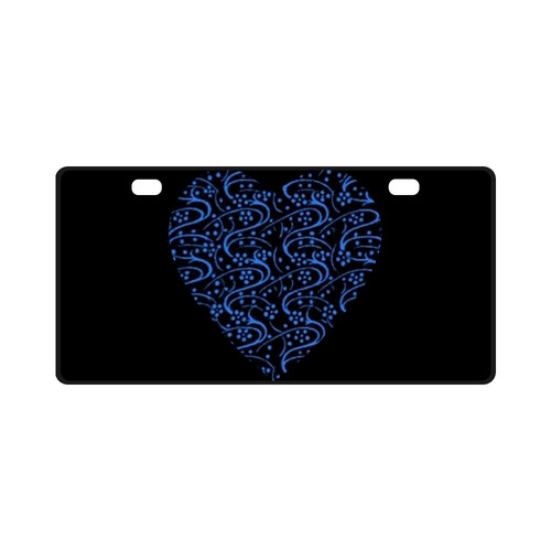 Blue Swirl Floral Heart License Plate