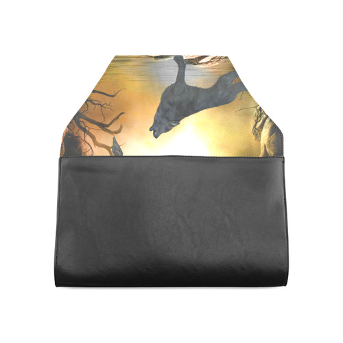 Lonely wolf in the night Clutch Bag (Model 1630)
