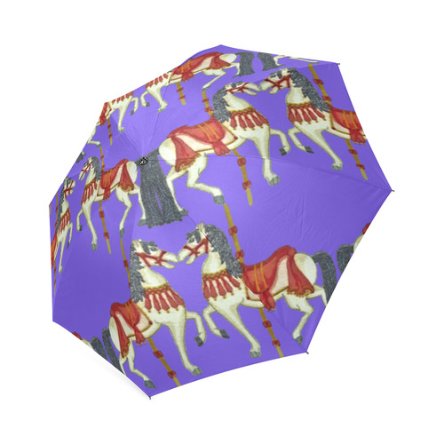prancing carouselle ponies blue Foldable Umbrella (Model U01)