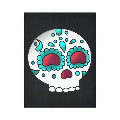 Cute Aqua Floral Sugar Skull Cotton Linen Wall Tapestry 60"x 80"