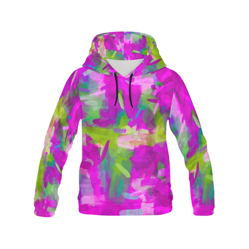 splash painting abstract texture in purple pink green All Over Print Hoodie for Men (USA Size) (Model H13)