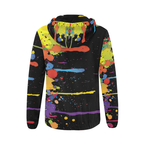 Crazy multicolored running SPLASHES All Over Print Full Zip Hoodie for Women (Model H14)