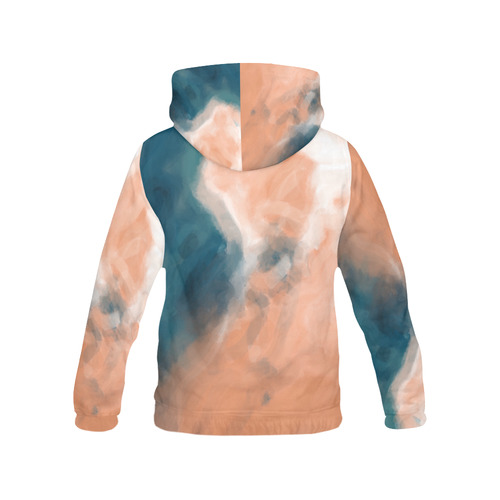 psychedelic splash painting texture abstract background in brown and blue All Over Print Hoodie for Men (USA Size) (Model H13)