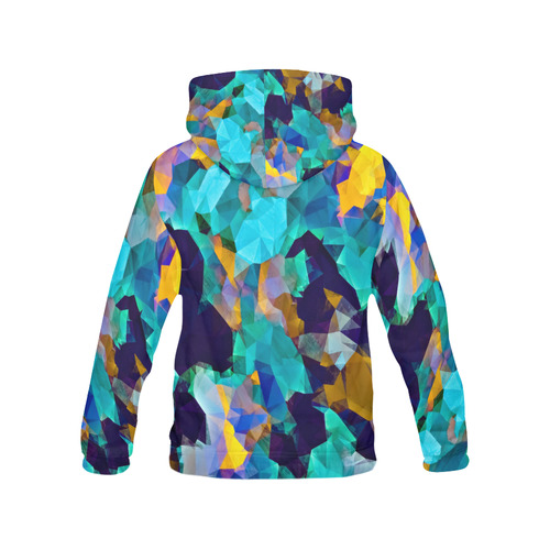 psychedelic geometric polygon abstract pattern in green blue brown yellow All Over Print Hoodie for Men (USA Size) (Model H13)