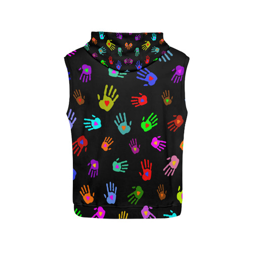 Multicolored HANDS with HEARTS love pattern All Over Print Sleeveless Hoodie for Women (Model H15)