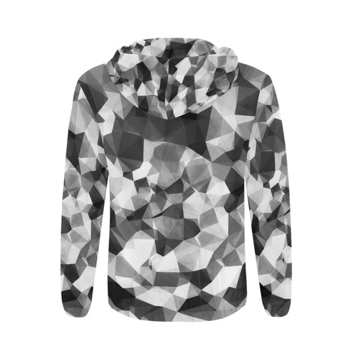 contemporary geometric polygon abstract pattern in black and white All Over Print Full Zip Hoodie for Men (Model H14)