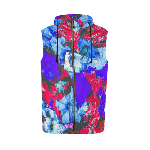 closeup flower texture abstract in blue purple red All Over Print Sleeveless Zip Up Hoodie for Men (Model H16)