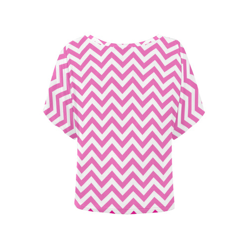 HIPSTER zigzag chevron pattern white Women's Batwing-Sleeved Blouse T shirt (Model T44)