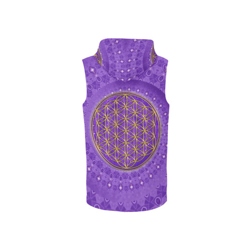 FLOWER OF LIFE gold POWER SPIRAL purple All Over Print Sleeveless Zip Up Hoodie for Women (Model H16)