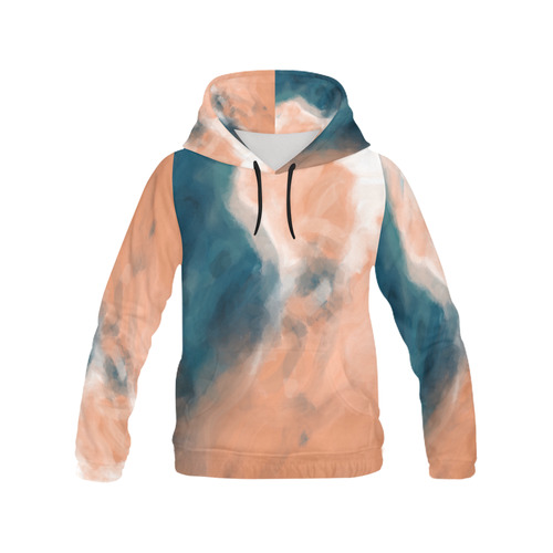psychedelic splash painting texture abstract background in brown and blue All Over Print Hoodie for Men (USA Size) (Model H13)