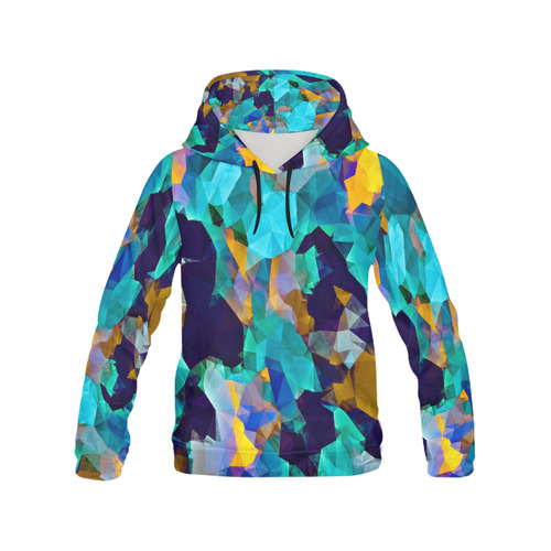 psychedelic geometric polygon abstract pattern in green blue brown yellow All Over Print Hoodie for Men (USA Size) (Model H13)