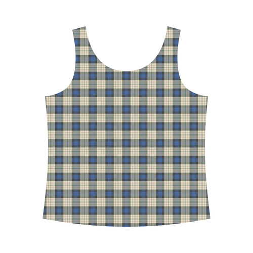 Classic Tartan Squares Fabric - blue beige All Over Print Tank Top for Women (Model T43)