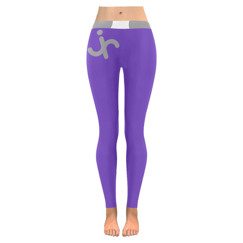 JR Logo Grey Purple Women's Low Rise Leggings (Invisible Stitch) (Model L05)