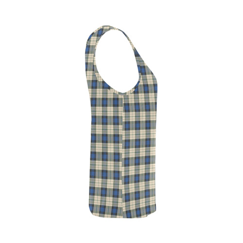 Classic Tartan Squares Fabric - blue beige All Over Print Tank Top for Women (Model T43)
