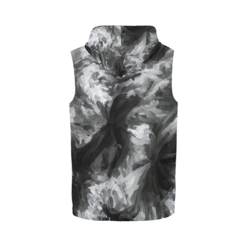 camouflage abstract painting texture background in black and white All Over Print Sleeveless Zip Up Hoodie for Men (Model H16)