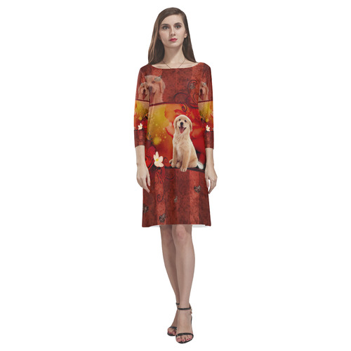 Sweet golden retriever Rhea Loose Round Neck Dress(Model D22)