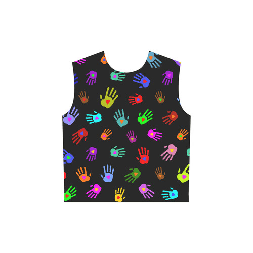 Multicolored HANDS with HEARTS love pattern All Over Print Sleeveless Hoodie for Women (Model H15)