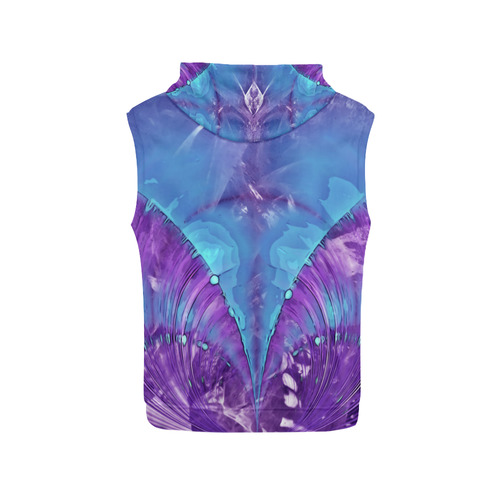 Abstract Fractal Painting - blue magenta pink All Over Print Sleeveless Hoodie for Women (Model H15)