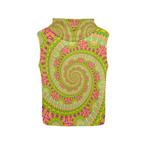 FLOWER POWER SPIRAL SUNNY orange green yellow All Over Print Sleeveless Hoodie for Women (Model H15)