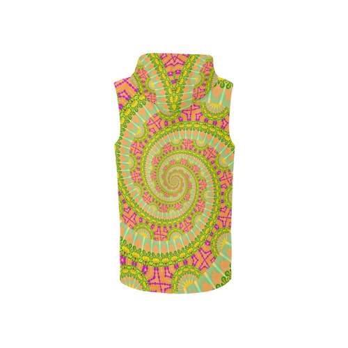 FLOWER POWER SPIRAL SUNNY orange green yellow All Over Print Sleeveless Zip Up Hoodie for Women (Model H16)