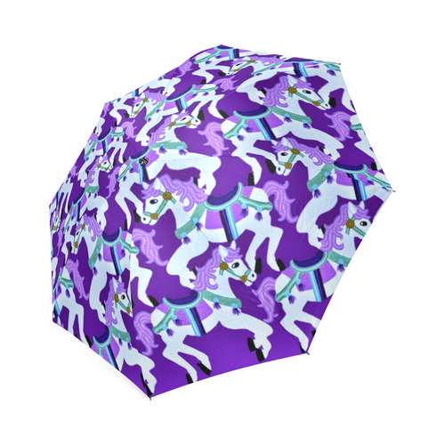 cartoon carousel ponies on purple Foldable Umbrella (Model U01)