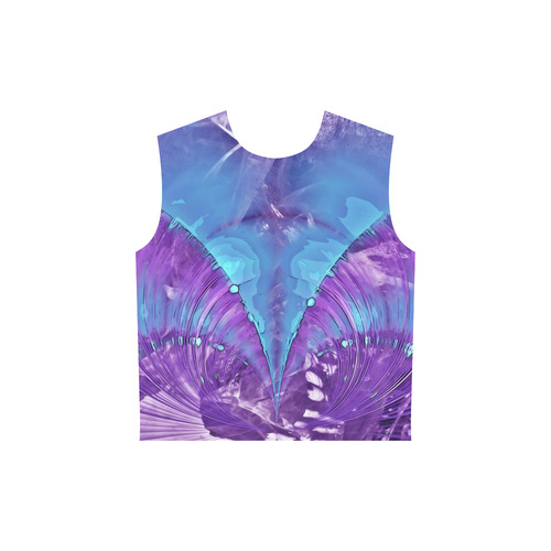 Abstract Fractal Painting - blue magenta pink All Over Print Sleeveless Hoodie for Women (Model H15)