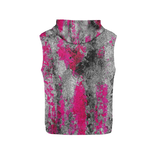 vintage psychedelic painting texture abstract in pink and black with noise and grain All Over Print Sleeveless Hoodie for Men (Model H15)
