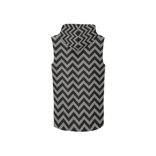 Chevron ZigZag black & white transparent All Over Print Sleeveless Zip Up Hoodie for Women (Model H16)