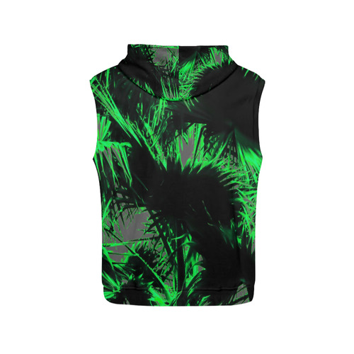 green palm leaves texture abstract background All Over Print Sleeveless Hoodie for Men (Model H15)