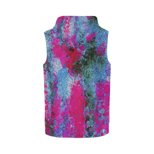 vintage psychedelic painting texture abstract in pink and blue with noise and grain All Over Print Sleeveless Zip Up Hoodie for Men (Model H16)