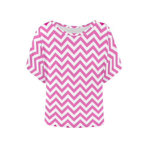 HIPSTER zigzag chevron pattern white Women's Batwing-Sleeved Blouse T shirt (Model T44)