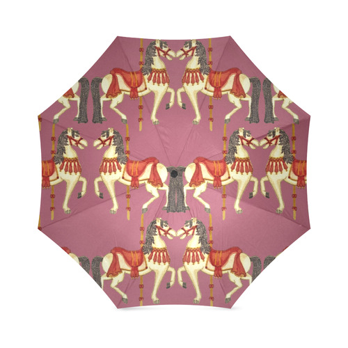 prancing carouselle ponies dusty pink Foldable Umbrella (Model U01)