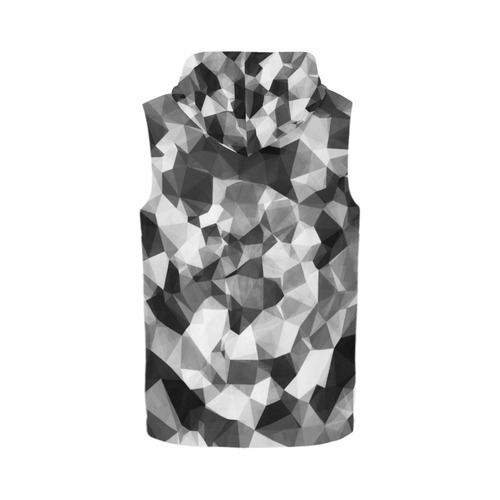 contemporary geometric polygon abstract pattern in black and white All Over Print Sleeveless Zip Up Hoodie for Men (Model H16)