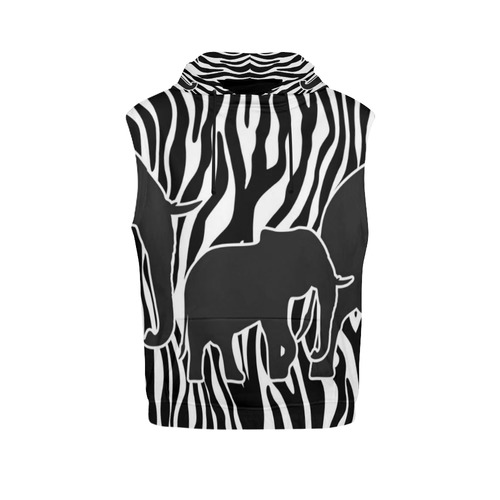 ELEPHANTS to ZEBRA stripes black & white All Over Print Sleeveless Hoodie for Women (Model H15)