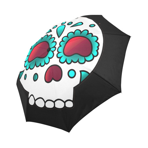 Cute Aqua Floral Sugar Skull Auto-Foldable Umbrella (Model U04)