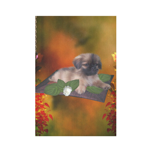 Cute lttle pekinese, dog Cotton Linen Wall Tapestry 60"x 90"